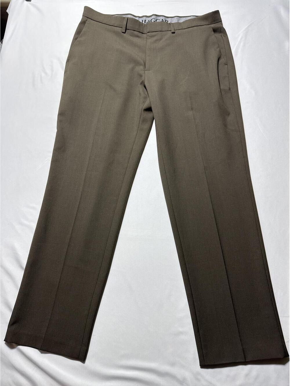 Men's Brown Flat Front Dress Pants 36x30 Office Slacks